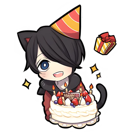 🥳 Стикер «Чёрный котёнок 3» для Telegram