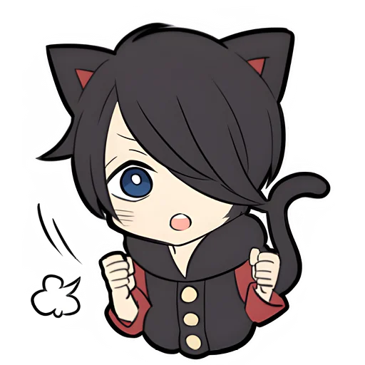 👊 Стикер «Чёрный котёнок 3» для Telegram