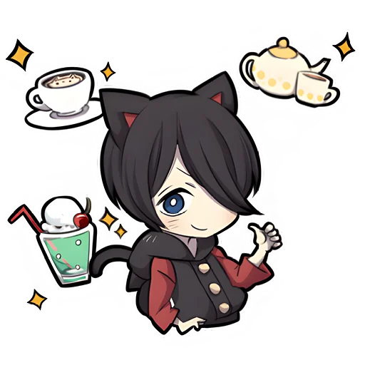 ☕ Стикер «Чёрный котёнок 3» для Telegram