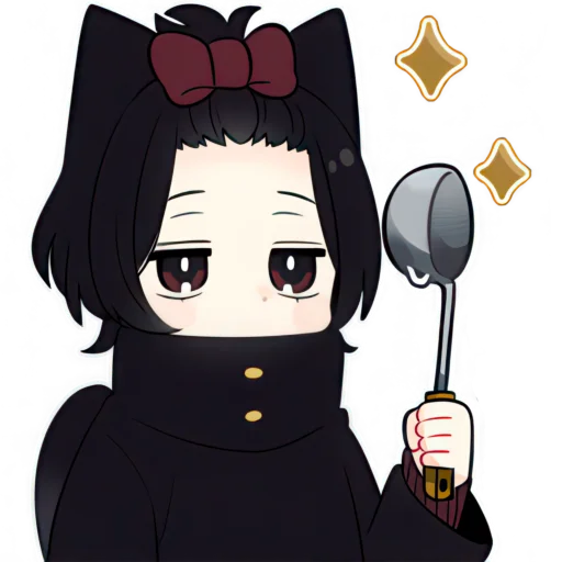 👩‍🍳 Стикер «Черный котенок» для Telegram