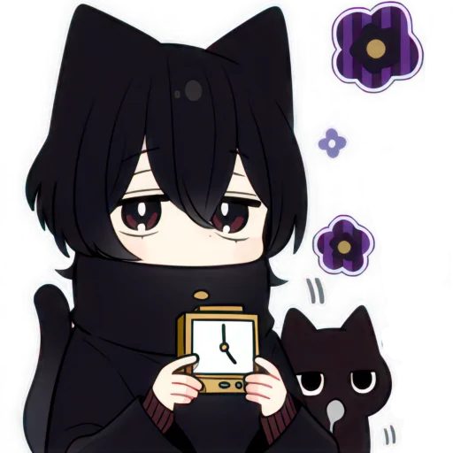 ⏰ Стикер «Черный котенок» для Telegram