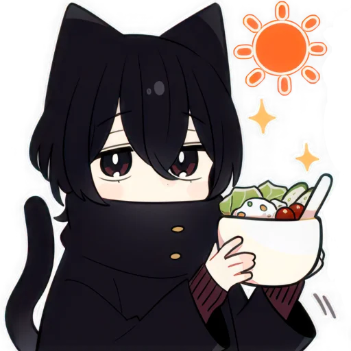 🥗 Стикер «Черный котенок» для Telegram
