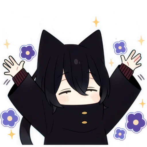🤗 Стикер «Черный котенок» для Telegram