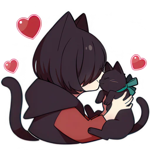 😘 Стикер «Чёрный котёнок» для Telegram