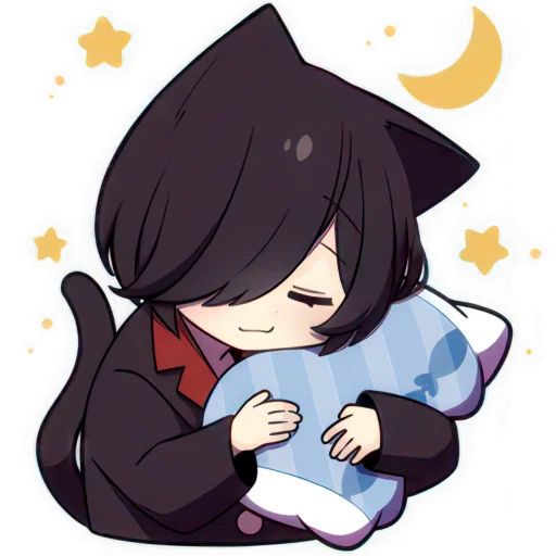 🌛 Стикер «Чёрный котёнок» для Telegram