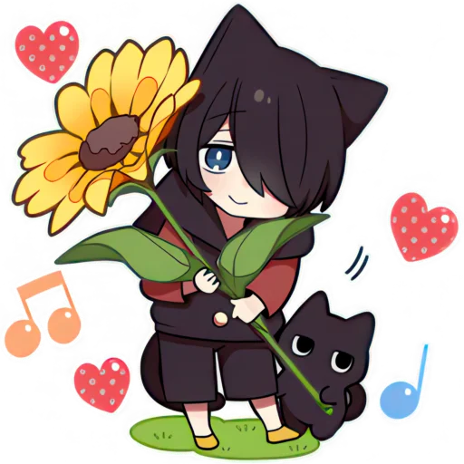 🌻 Стикер «Чёрный котёнок» для Telegram