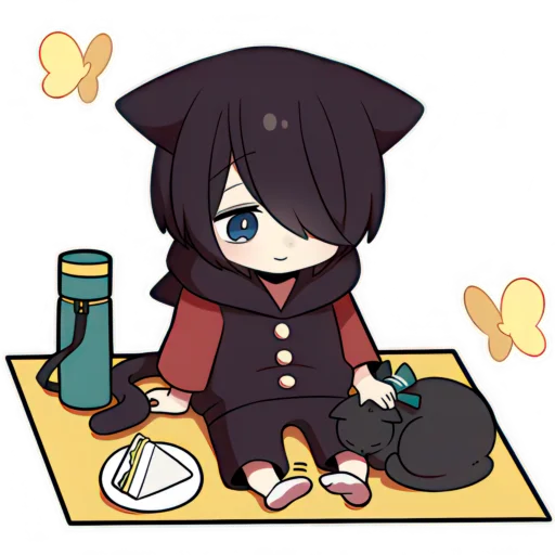 🏖 Стикер «Чёрный котёнок» для Telegram
