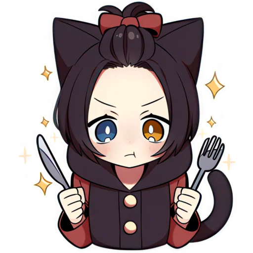 🍽 Стикер «Чёрный котёнок» для Telegram