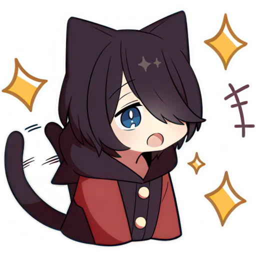 🤩 Стикер «Чёрный котёнок» для Telegram