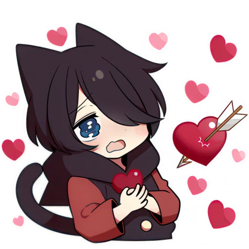 💘 Стикер «Чёрный котёнок» для Telegram