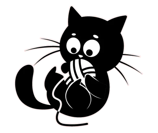 🧶 Стикер «Чёрный котик» для Telegram