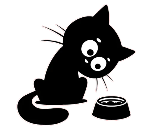 🍽 Стикер «Чёрный котик» для Telegram