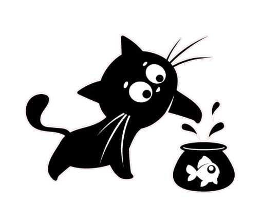 🐡 Стикер «Чёрный котик» для Telegram