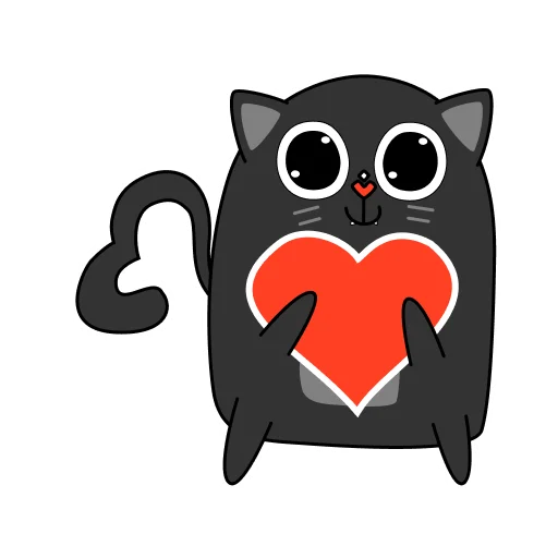 ❤️ Стикер «BlackCyberCat» для Telegram