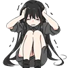 😱 Эмодзи «Black Hair Girl Emoji» для Telegram