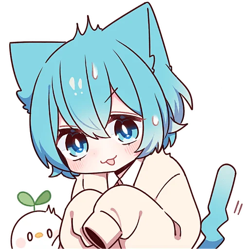 🥹 Стикер «Голубой котик 2» для Telegram