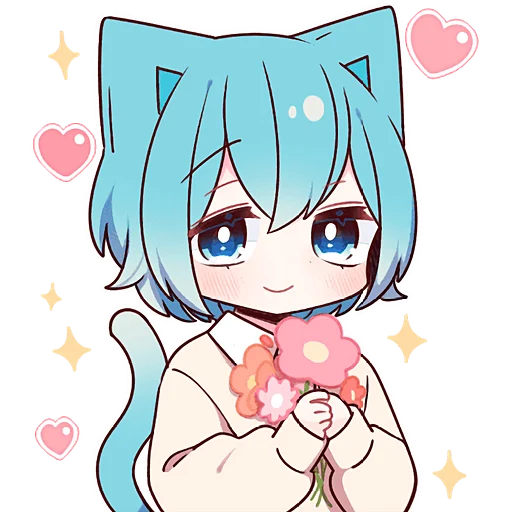 💐 Стикер «Голубой котик 2» для Telegram