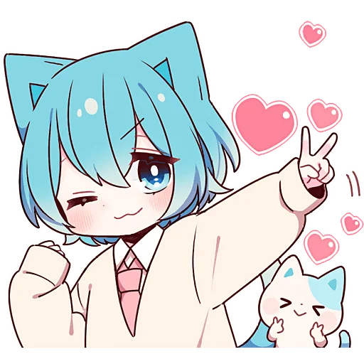 ✌️ Стикер «Голубой котик 2» для Telegram
