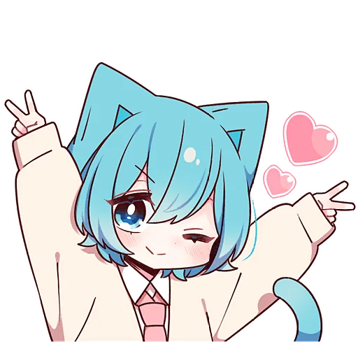 ✌️ Стикер «Голубой котик 2» для Telegram