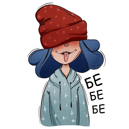 Стикерпак Blue hair girl для Telegram