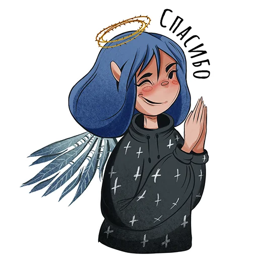 🙏 Стикер «Blue hair girl» для Telegram