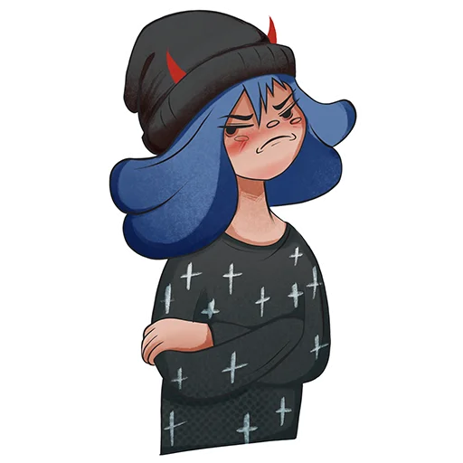 😡 Стикер «Blue hair girl» для Telegram