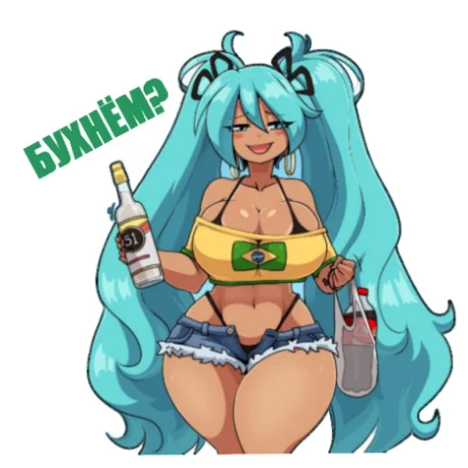 🍻 Стикер «Brazilian Miku» для Telegram