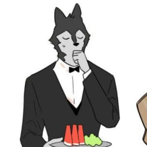 🧁 Стикер «Wolf Butler And His Cat Master» для Telegram