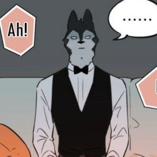 🦴 Стикер «Wolf Butler And His Cat Master» для Telegram