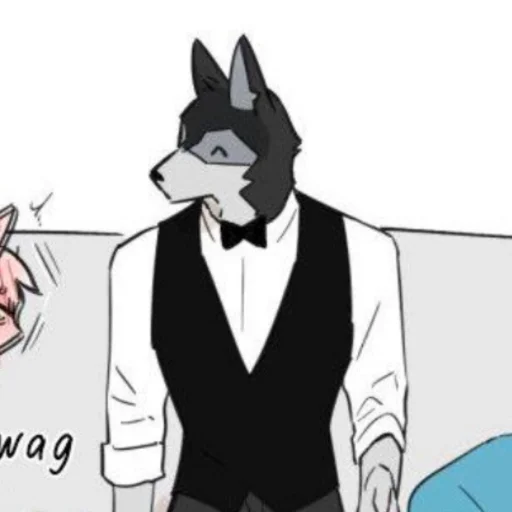 🧁 Стикер «Wolf Butler And His Cat Master» для Telegram