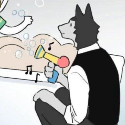 🧁 Стикер «Wolf Butler And His Cat Master» для Telegram