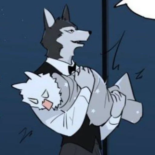 🦴 Стикер «Wolf Butler And His Cat Master» для Telegram