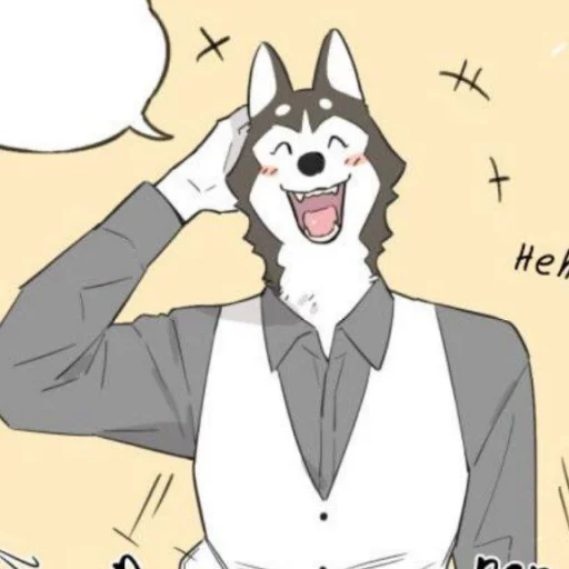 🦴 Стикер «Wolf Butler And His Cat Master» для Telegram