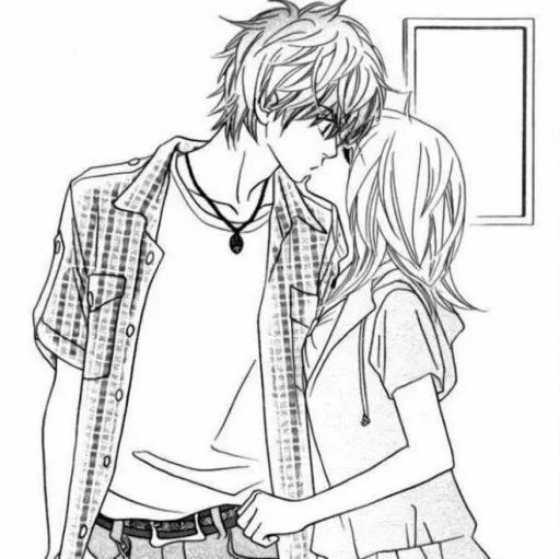 🖤 Стикер «B/W Manga love ~» для Telegram