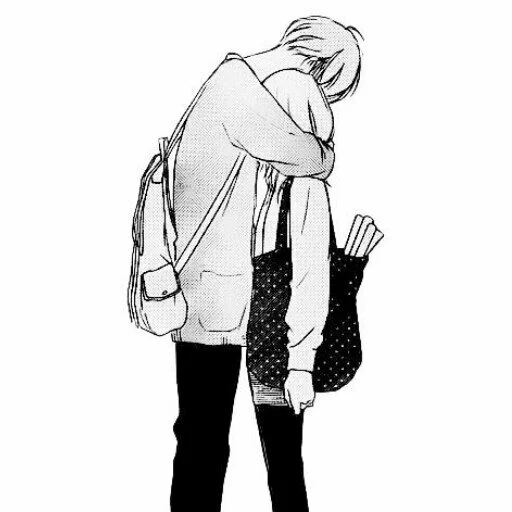 🖤 Стикер «B/W Manga love ~» для Telegram