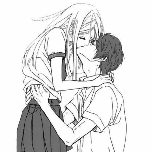 🖤 Стикер «B/W Manga love ~» для Telegram