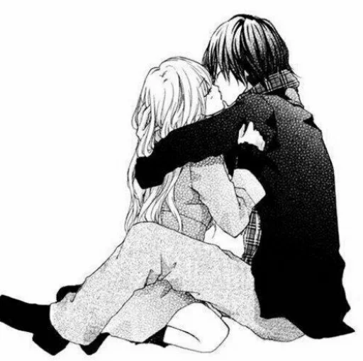 🖤 Стикер «B/W Manga love ~» для Telegram