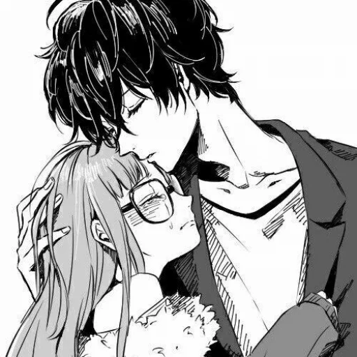 🖤 Стикер «B/W Manga love ~» для Telegram