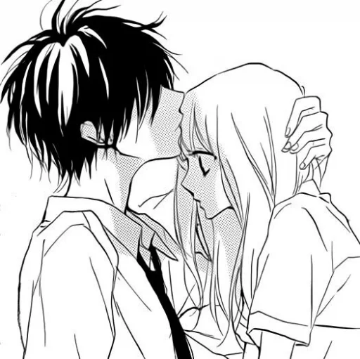 🖤 Стикер «B/W Manga love ~» для Telegram