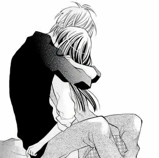 🖤 Стикер «B/W Manga love ~» для Telegram