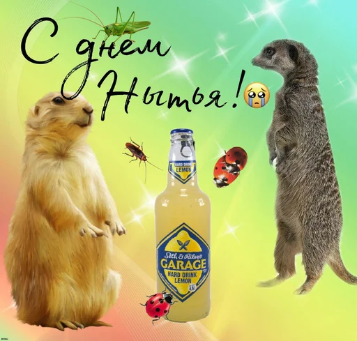 🍾 Стикер «С днем 2 ...» для Telegram