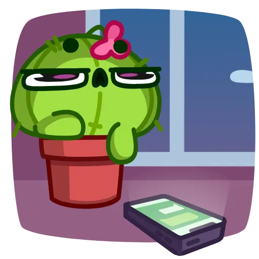 😐 Стикер «Cactus And Balloon» для Telegram
