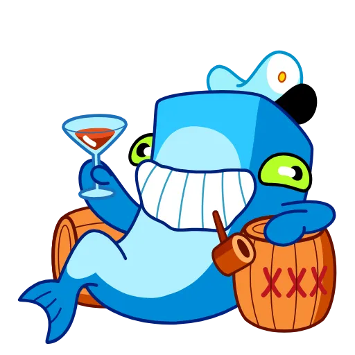 🥴 Стикер «Captain Whale» для Telegram