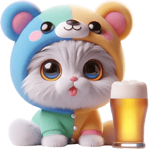🍺 Стикер «Радужный мяу мишка» для Telegram