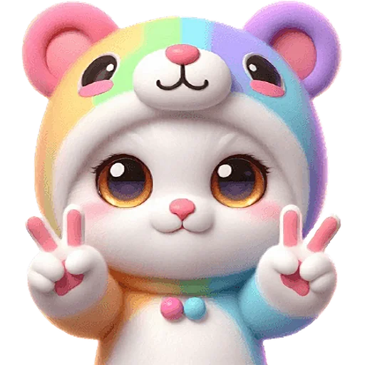 ✌️ Стикер «Радужный мяу мишка» для Telegram