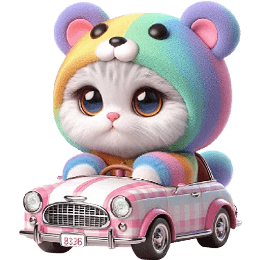 🚗 Стикер «Радужный мяу мишка» для Telegram