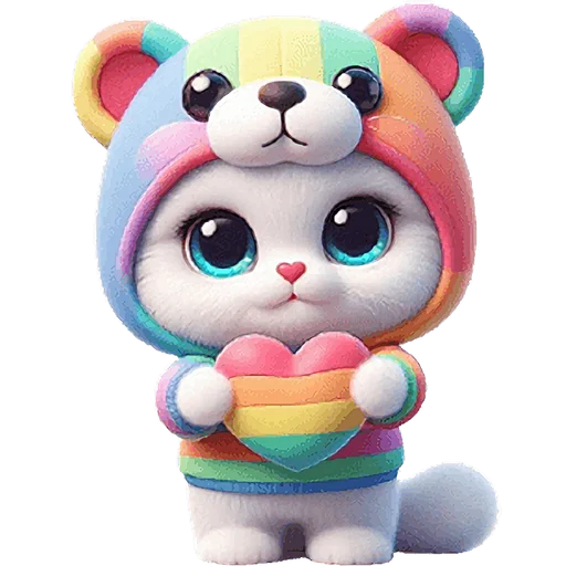 🫶 Стикер «Радужный мяу мишка» для Telegram