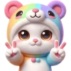 ✌️ Эмодзи «Радужный мяу мишка» для Telegram