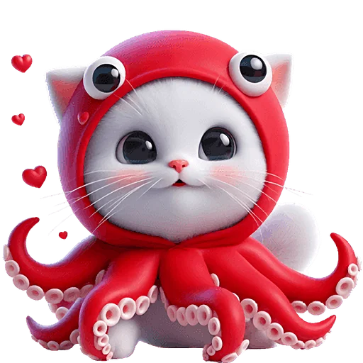 🥰 Стикер «Кот кальмар» для Telegram