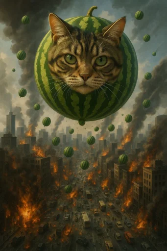 🍉 Стикер «Cat And Watermelon» для Telegram